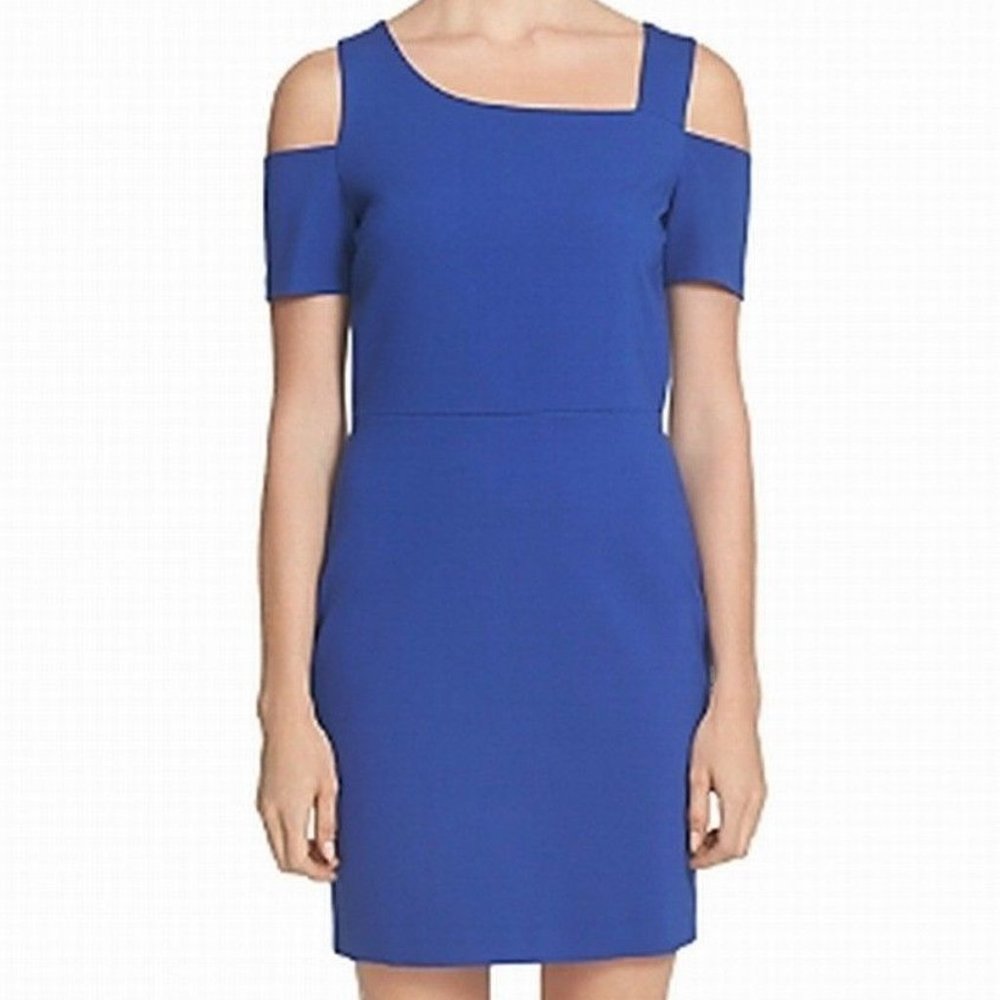 1. State Dress Womens 8 Blue Sheath Cut Out Cold Shoulder Party $109 New